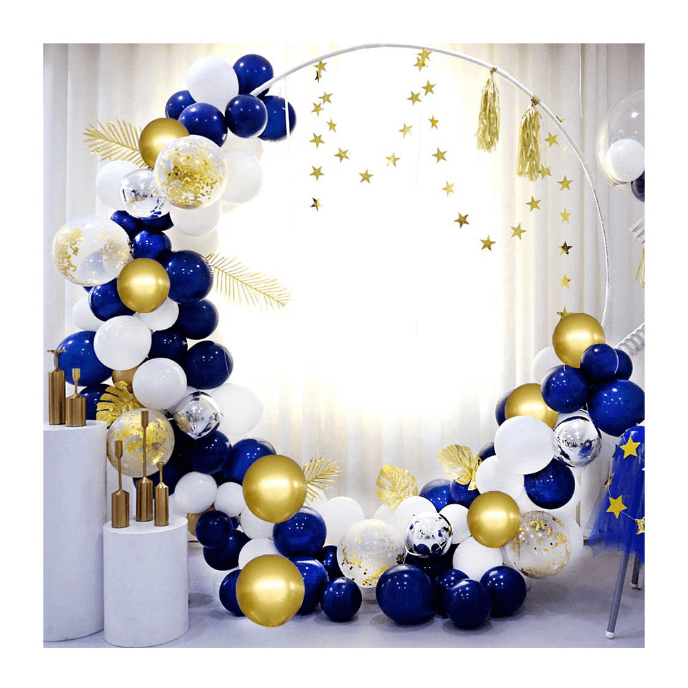 Party Decoration Navy Blue White Golden Gold Confetti Latex Balloon Arch Garland Kit