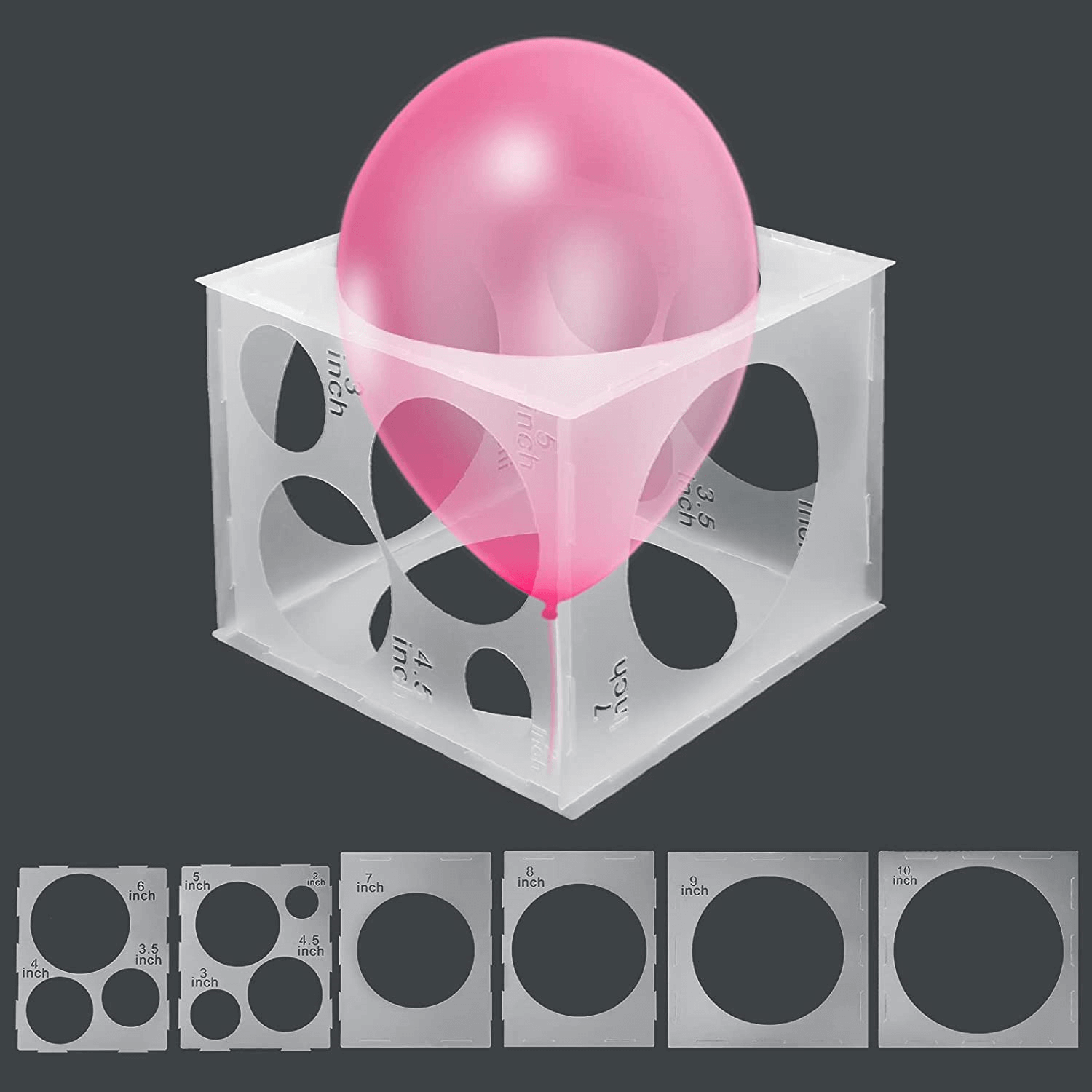 Measurement Tool Cube Transparent Balloon Sizer Box