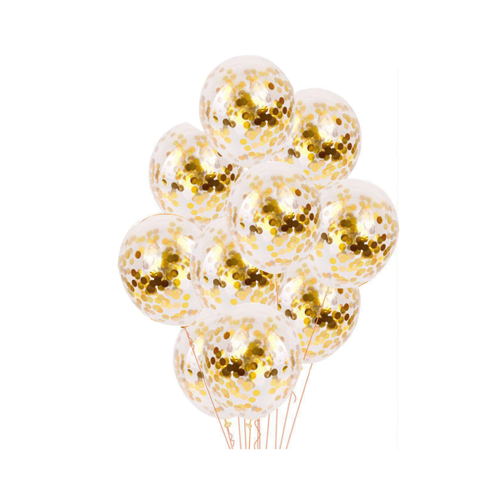 Party 12 inch Latex Transparent Clear Ballon Stuffing Golden Sequin Confetti Balloon